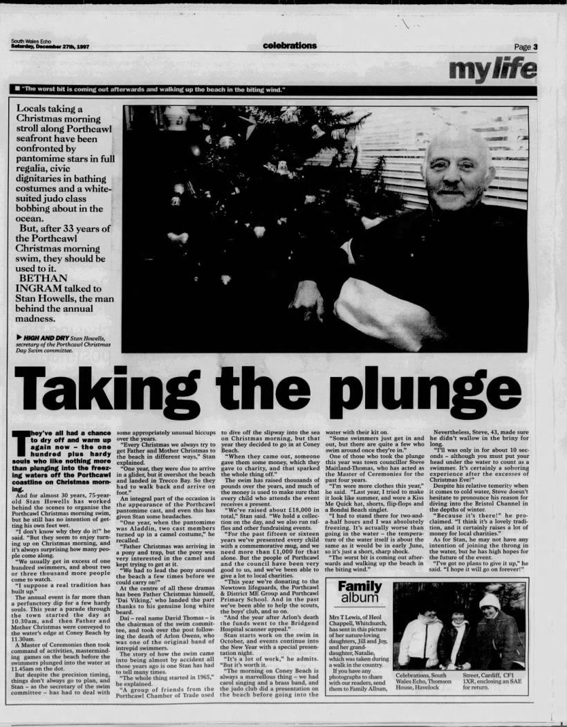 Full view of the South Wales Echo article from 1997